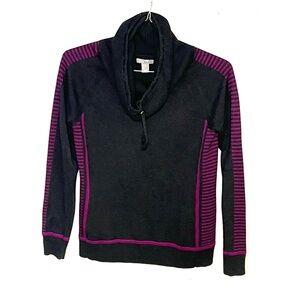White Stag Dark Gray and Purple Cowl Neck Sweater. Size L. EUC.
